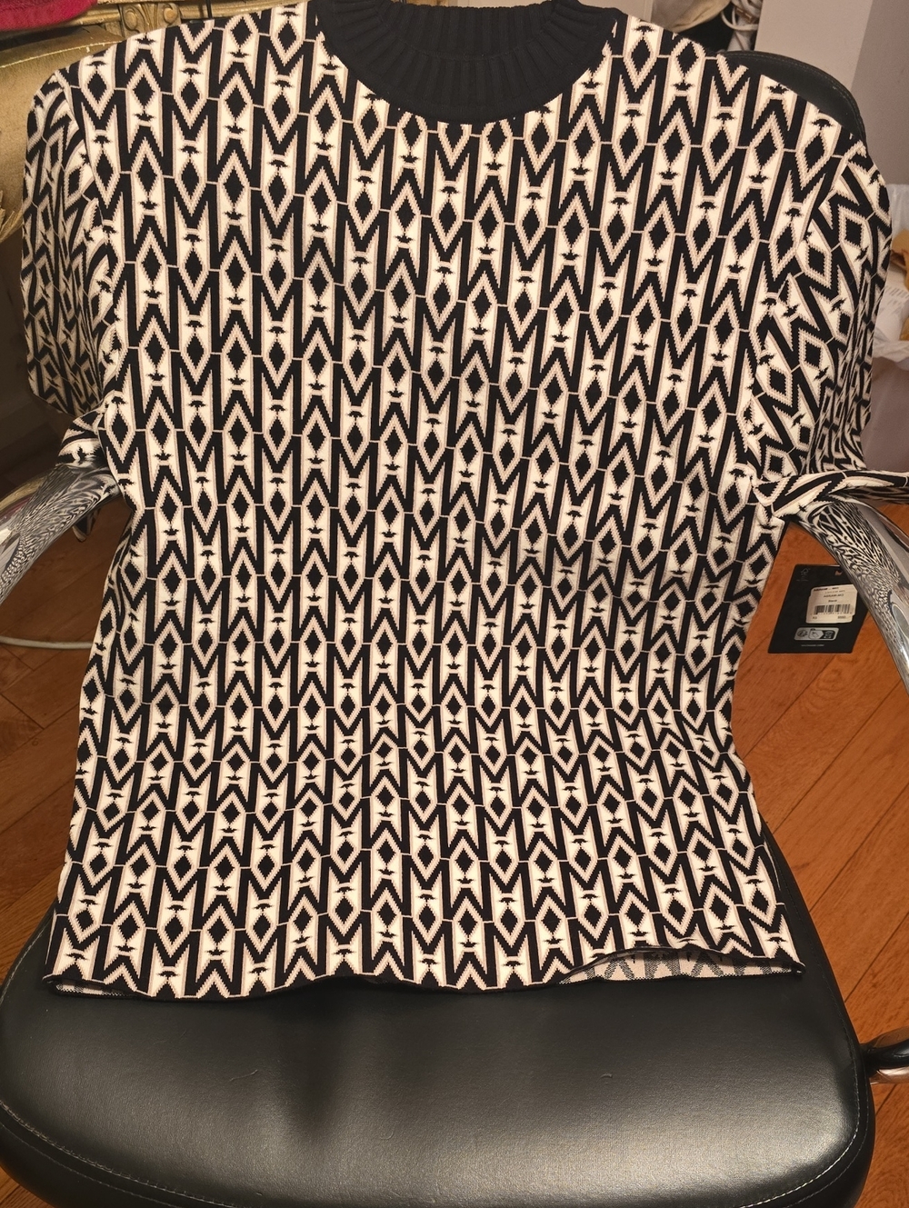 Mackage Black and Cream Geometric Knit Tee